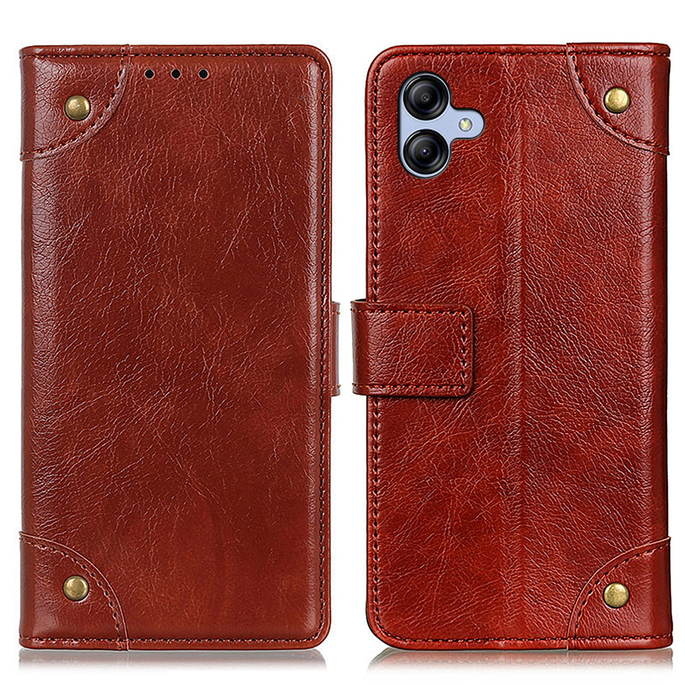 PU Leather Phone Cover for Samsung Galaxy A05 4G Case Stand Brass Button Decor Wallet PU Leather Phone Cover for Samsung Galaxy A05 4G Case Stand Brass Button Decor Wallet